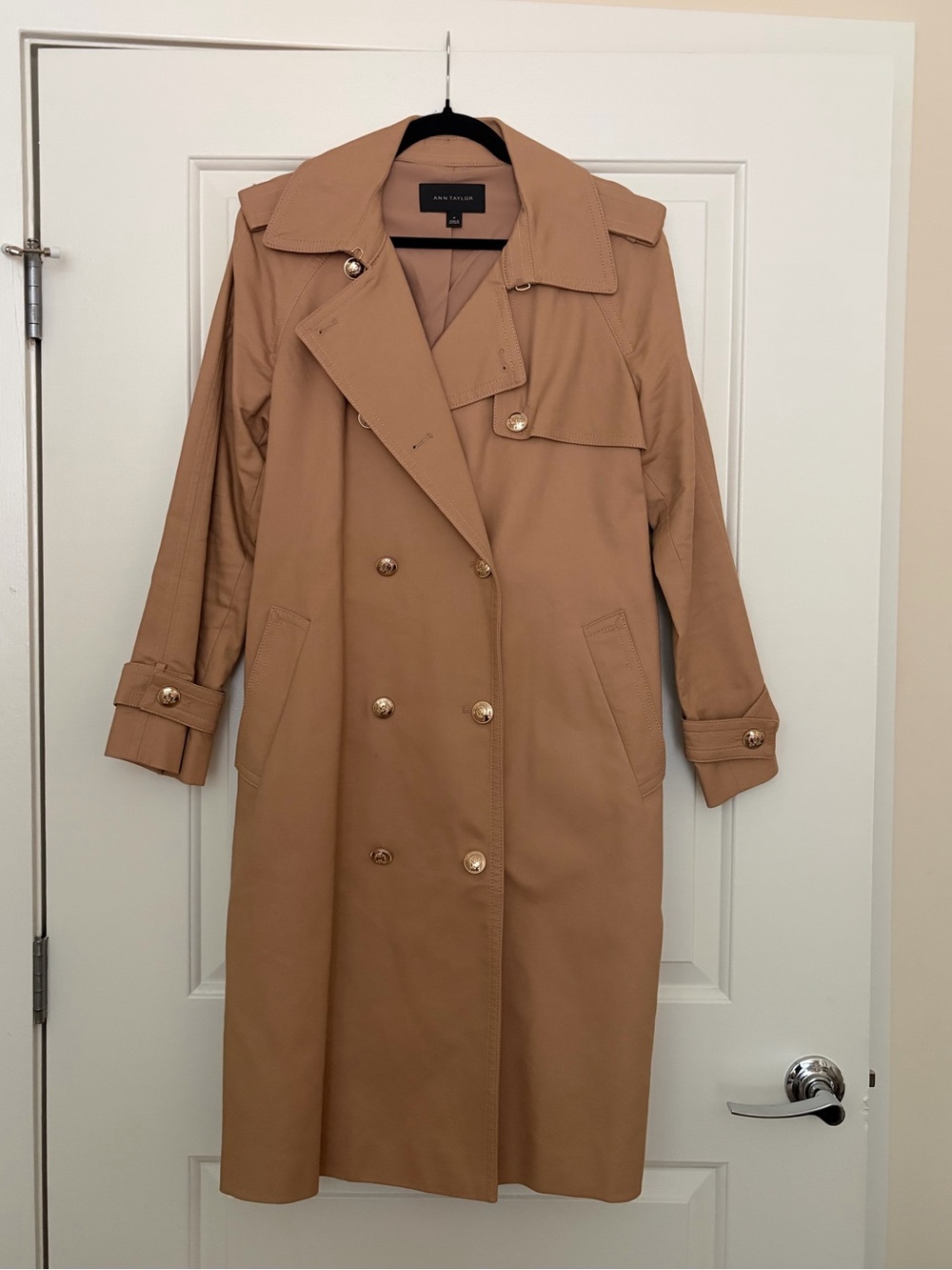 Ann Taylor Camel Double-Breasted Trench Coat